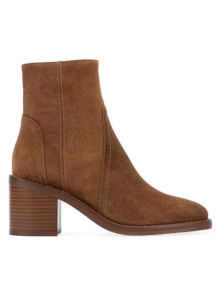 Janella 70MM Topstitched Suede Ankle Boots