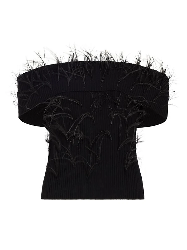 Mindy Off-The-Shoulder Feather Top