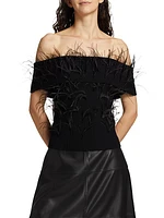 Mindy Off-The-Shoulder Feather Top