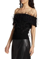 Mindy Off-The-Shoulder Feather Top