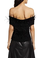 Mindy Off-The-Shoulder Feather Top