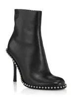 Nova 105MM Bead-Adorned Leather Ankle Boots