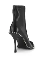 Nova 105MM Bead-Adorned Leather Ankle Boots