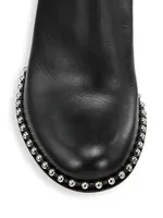 Nova 105MM Bead-Adorned Leather Ankle Boots