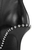 Nova 105MM Bead-Adorned Leather Ankle Boots