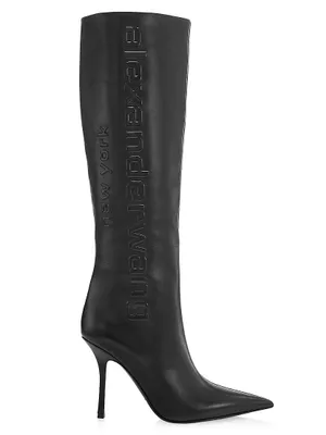 Delphine 105MM Leather Silicone Logo Tall Boots