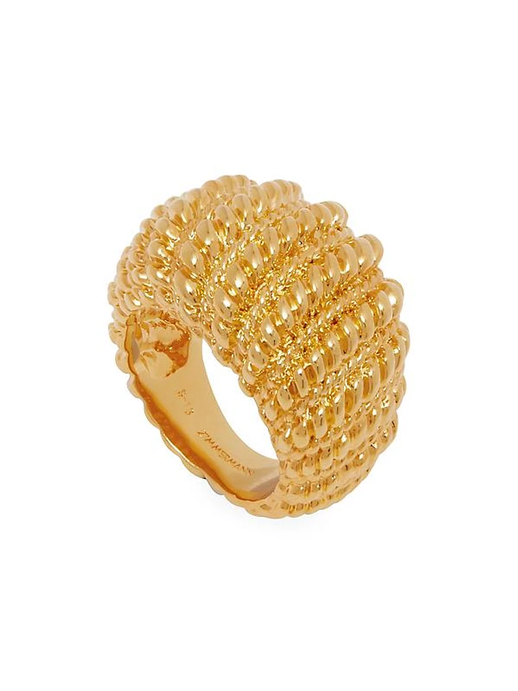 Twisted Rope 20K-Gold-Plated Domed Ring