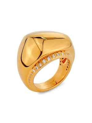 Pebble 20K-Gold-Plated & Cubic Zirconia Ring