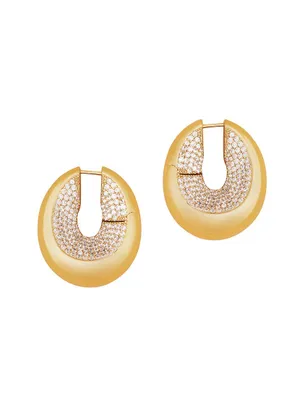 20K-Gold-Plated & Cubic Zirconia Hoop Earrings