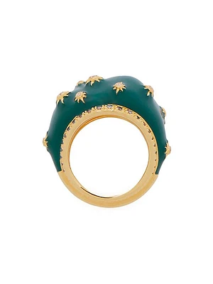 Pebble 20K-Gold-Plated, Enamel & Cubic Zirconia Ring