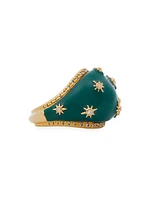 Pebble 20K-Gold-Plated, Enamel & Cubic Zirconia Ring