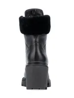 Vikki 80MM Leather & Shearling Combat Booties