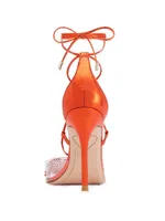 Aria 100MM Leather Crystal-Embellished Butterfly Peep-Toe Pumps