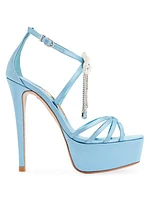 Celestine 140MM Imitation Pearl & Crystal Satin Platform Sandals