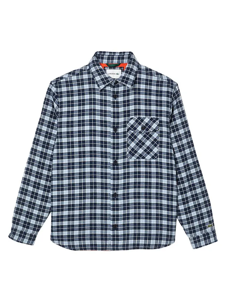 Embroidered Logo Plaid Overshirt