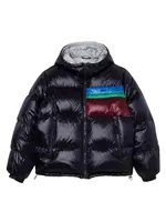 Logo Nylon Hooded Puffer Jacket