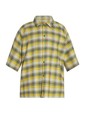 ZEGNA x The Elder Statesman Checked Silk & Cashmere Button-Front Shirt