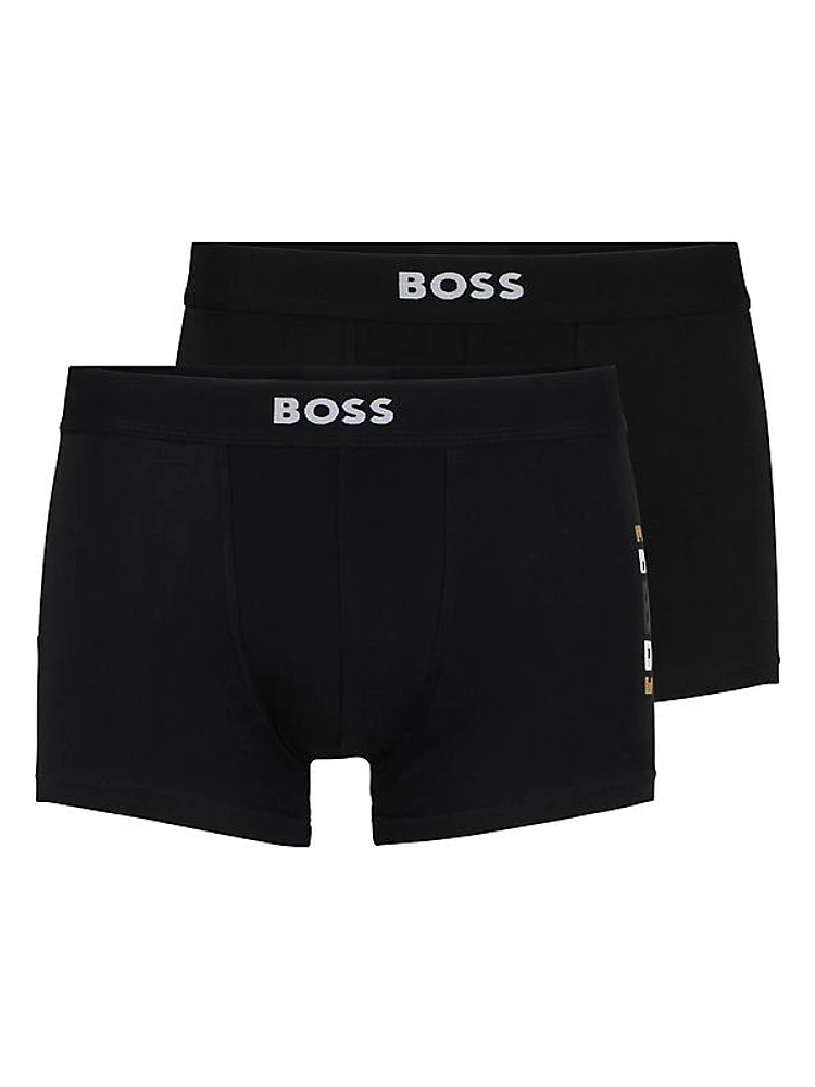 Two-Pack of Stretch-Cotton Trunks with Logo Waistbands