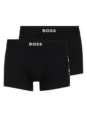 Two-Pack of Stretch-Cotton Trunks with Logo Waistbands