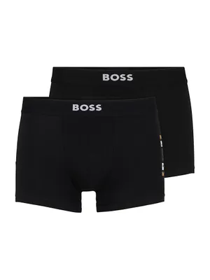 Two-Pack of Stretch-Cotton Trunks with Logo Waistbands