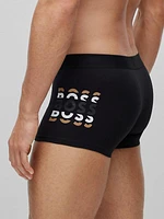 Two-Pack of Stretch-Cotton Trunks with Logo Waistbands