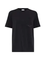 Stretch Cotton Jersey T-Shirt With Shiny Shadow Pocket