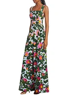 Camellia Print Poplin Jumpsuit