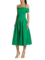 Off-the-Shoulder Halter Midi-Dress