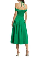 Off-the-Shoulder Halter Midi-Dress