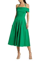 Off-the-Shoulder Halter Midi-Dress