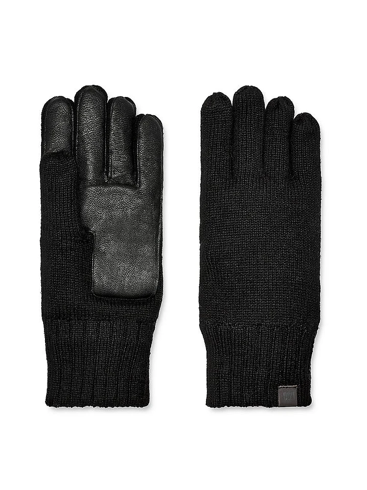 Unisex Knit Leather-Palm Gloves