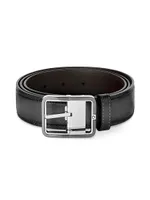 Logo Buckle Leather Belt