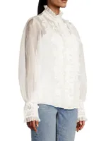 Maison Embroidered Semi-Sheer Blouse