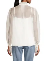 Maison Embroidered Semi-Sheer Blouse