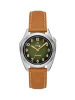 Olympos Field Stainless Steel & Leather AutomaticWatch