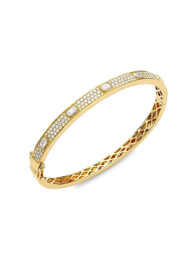 Bailey14K Yellow Gold & 1.8 TCW Diamond Hinge Bangle