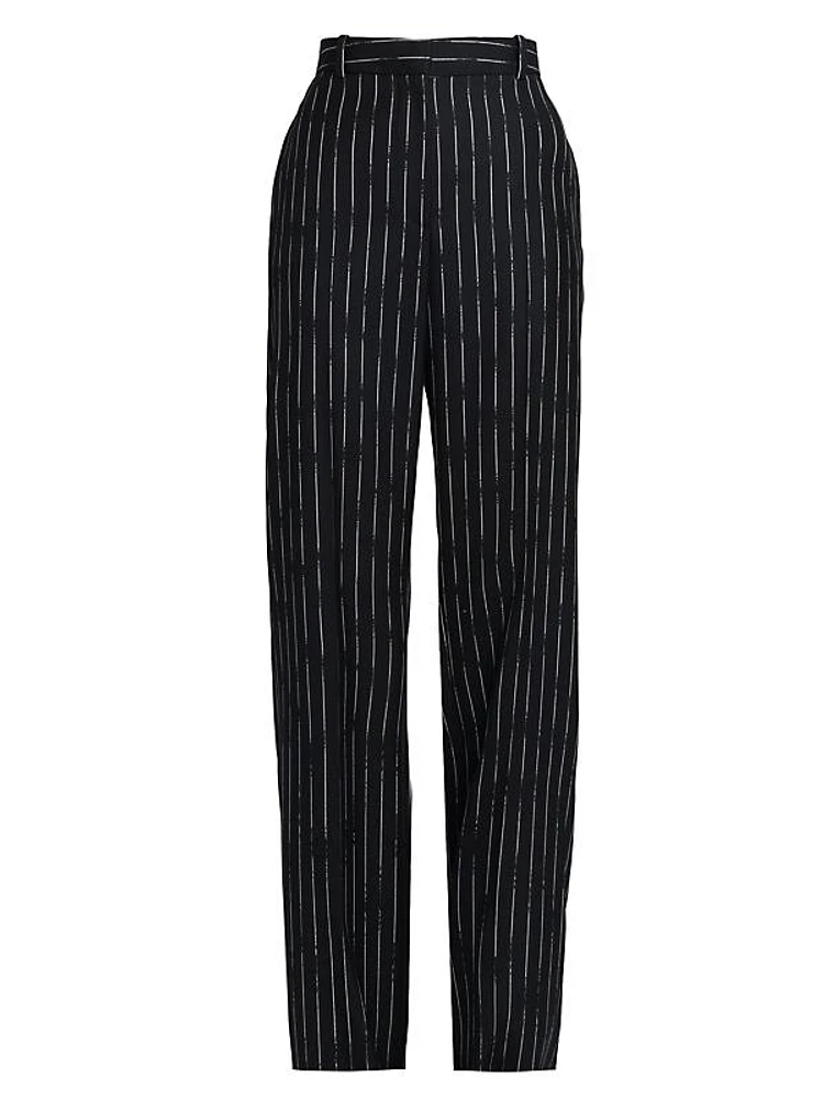 Pinstriped Wool Trousers