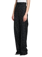 Pinstriped Wool Trousers