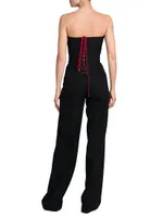 Strapless Wool Corset Jumpsuit