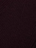 Rib-Knit Wool Peplum Cardigan