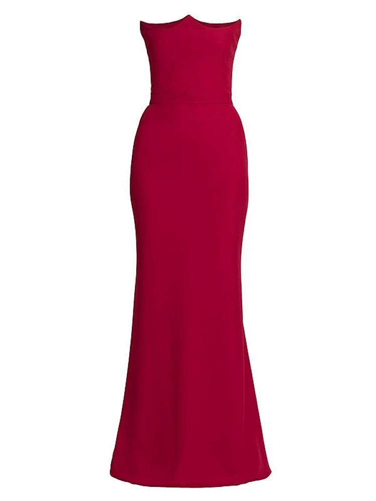 Crepe Strapless Gown