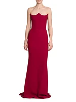 Crepe Strapless Gown