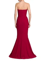 Crepe Strapless Gown