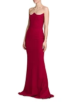 Crepe Strapless Gown