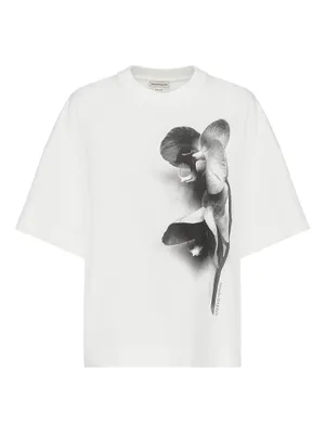 Orchid Print Cotton T-Shirt
