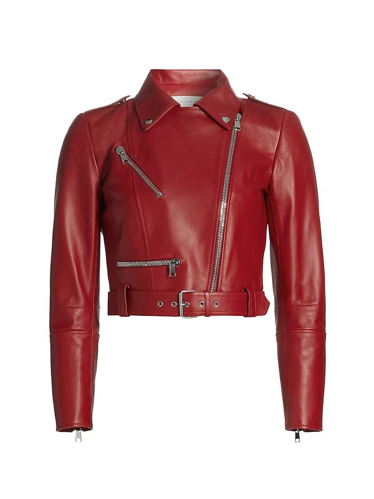 Leather Crop Biker Jacket