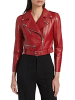 Leather Crop Biker Jacket