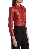 Leather Crop Biker Jacket