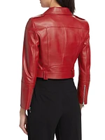 Leather Crop Biker Jacket