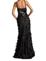 Sleeveless Sequined Halter Gown